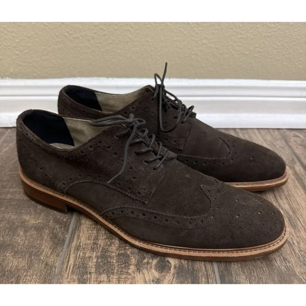 Banana Republic Ortholite Size 10M Brown Suede‎ Longwings Wing Tip Dress Shoes